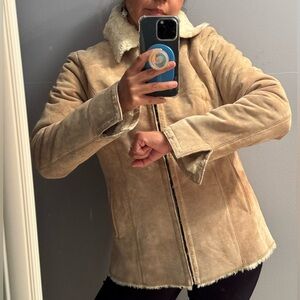 Women's Beige suede leather Teddy Jacket